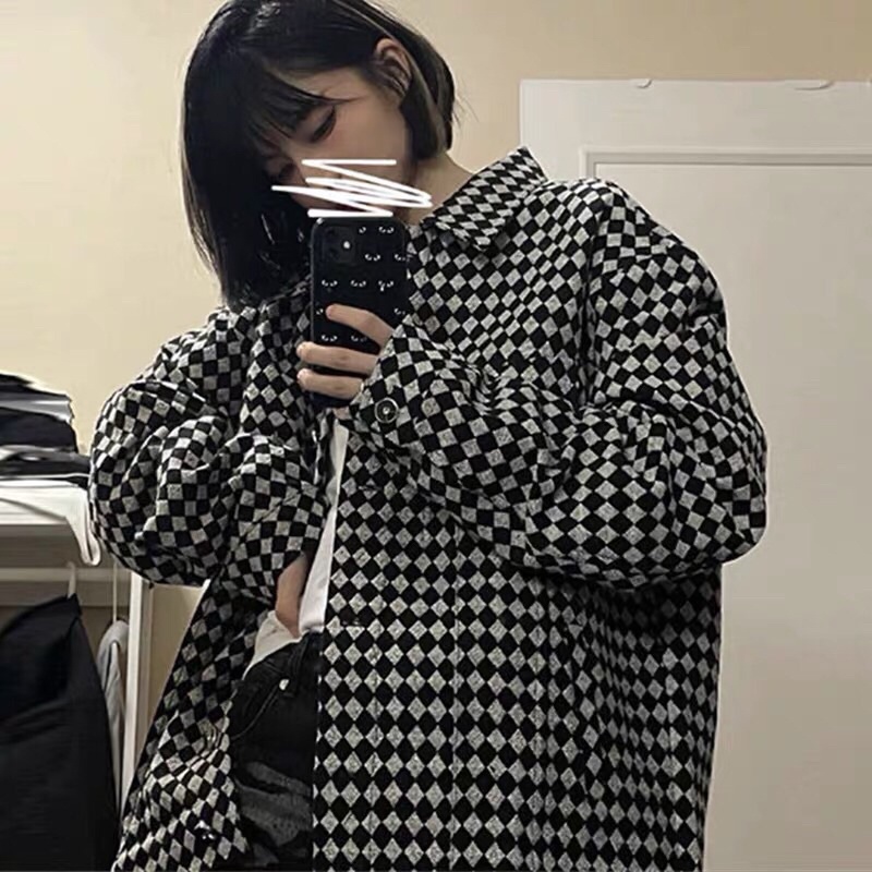 Áo Khoác Kẻ Đen Trắng Unisex