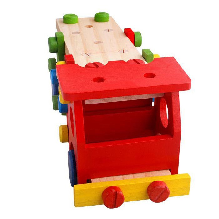 Đồ chơi gỗ Xe lắp ráp vặn ốc cho bé mẫu giáo