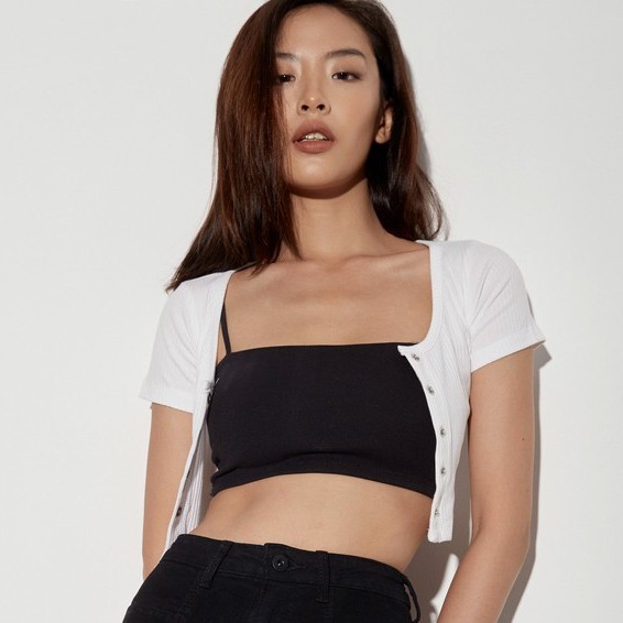 Là min - Áo Croptop 2 Dây Màu Đen