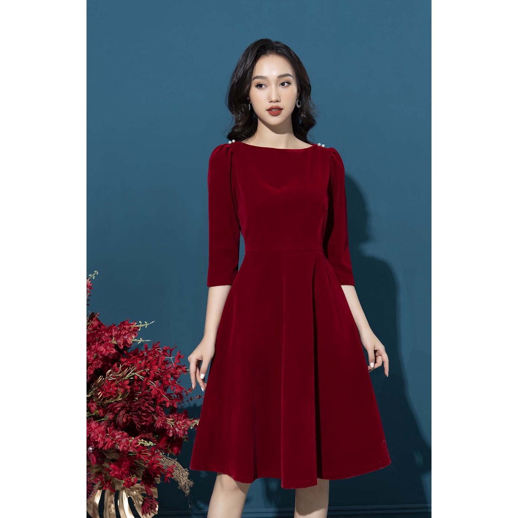 Váy đầm nhung xòe công sở mềm mịn, không sần, màu sắc dễ phối đồ, sành điệu (không kèm đai). Đầm nữ Chiffon | BigBuy360 - bigbuy360.vn