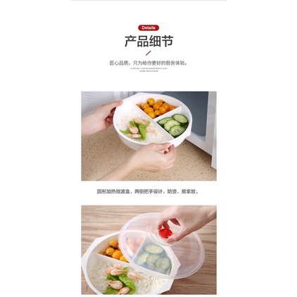 Hộp Cơm 3 Ngăn Chịu Nhiệt Dùng Lò Vi Sóng Hâm Nóng Cam Homeware