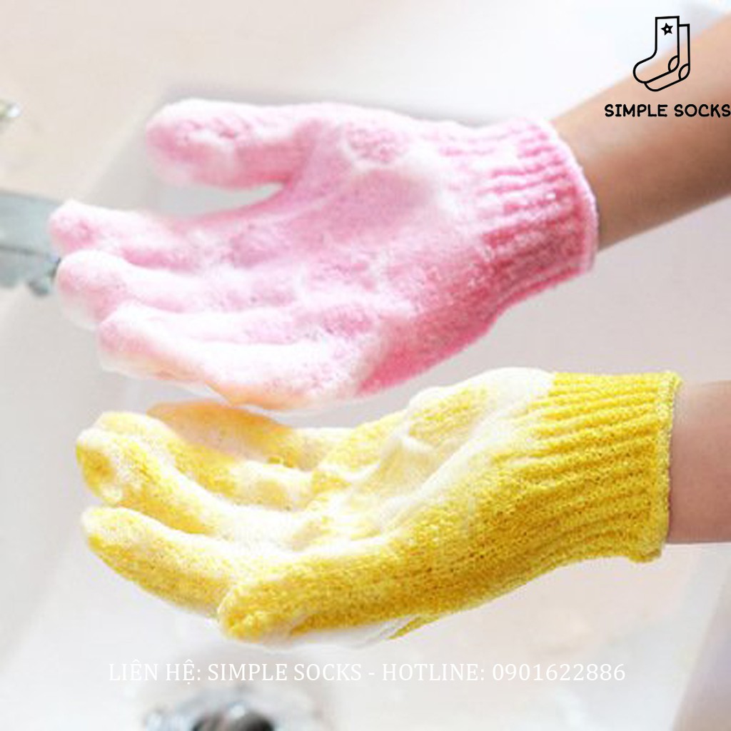 Găng Tay Tắm Massage Thư Giãn Tẩy Tế Bào Chết Chống Lão Hóa SIMPLE SOCKS Bao Tay Tắm Spa Sợi Polyester An Toàn Cho Da