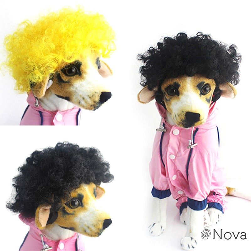 Dog Wig Pet Headdress Funny Short Wigs Syethetic Curly Hair Cosplay Costumes Grooming Fancy Dress Up Dogs Accessories