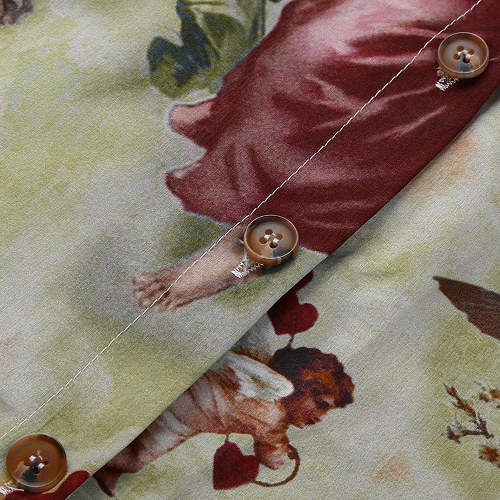 Áo sơ mi tay ngắn hoạ tiết thiên thần phong cách vintage | BigBuy360 - bigbuy360.vn