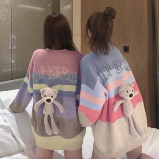 Áo len màu kèm gấu ulzzang
