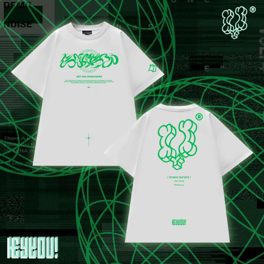 Áo phông nữ VYLINHSHOP  HEYYOU  WORLDWIDE LOGO COLLECTION 2 màu đen trắng