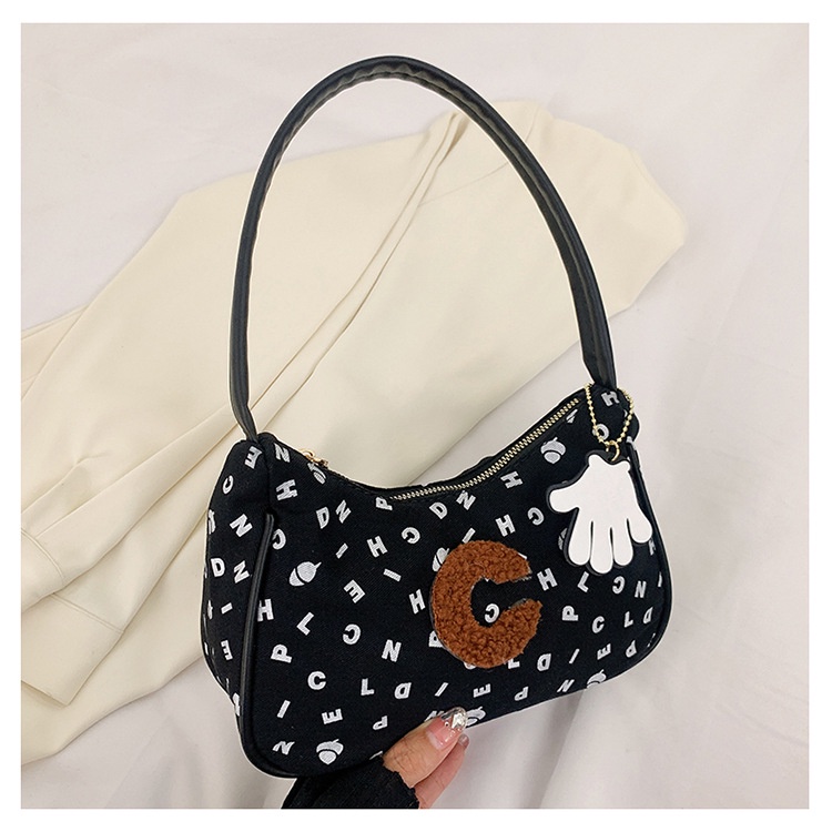 Túi Đeo JASMIN NOIR Chéo Vải Canvas Phối Tua Rua Hình Bán Nguyệt Thời Trang Cho Nữ