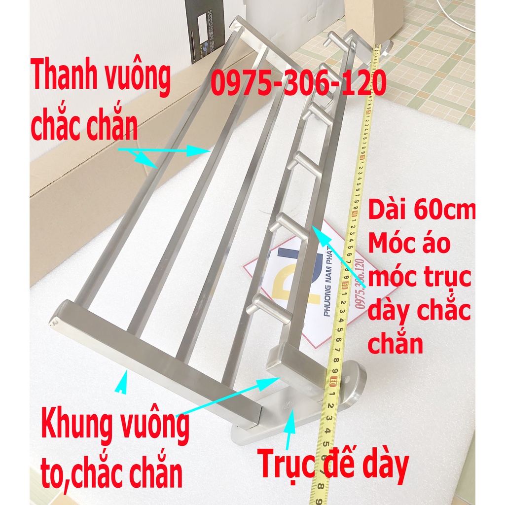 [CHẮC CHẮN DÀY 100% INOX 304] Thanh Treo Khăn Gắn Tường Bằng 100% inox 304 MKT4 hàng đặt xưởng dày chắc chắn