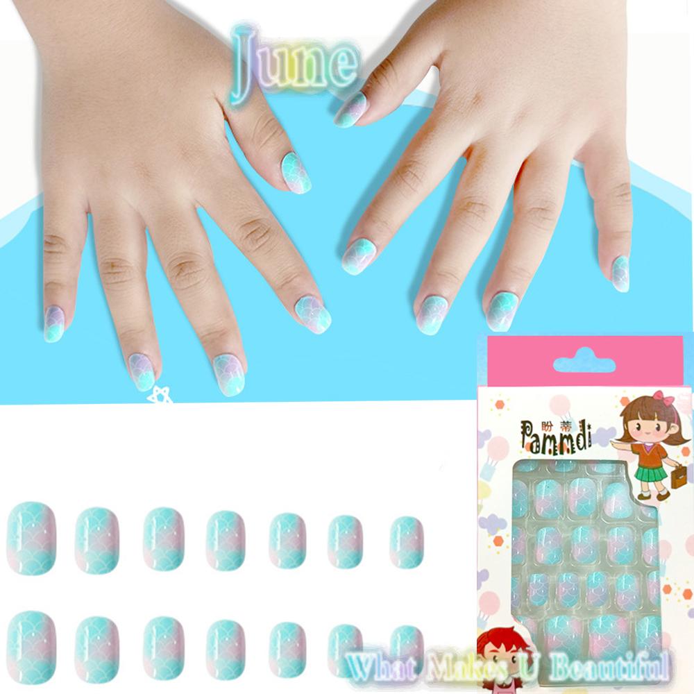 [Hàng mới về] Hộp 24 móng tay giả tháo rời được đáng yêu có keo dán dạng nhấn dành cho trẻ em