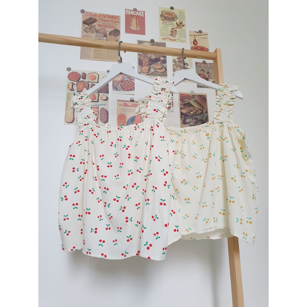 Áo Hai Dây Babydoll Hình Cherry - Penguin House