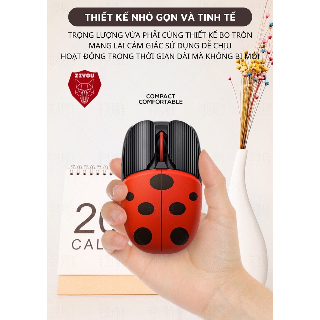 Chuột Không Dây Bluetooth Ziyou A10 Hình Cute Pin Tự Sạc Dùng Cực Lâu, Văn Phòng & Game cho laptop MCBook PC Tablet PAD