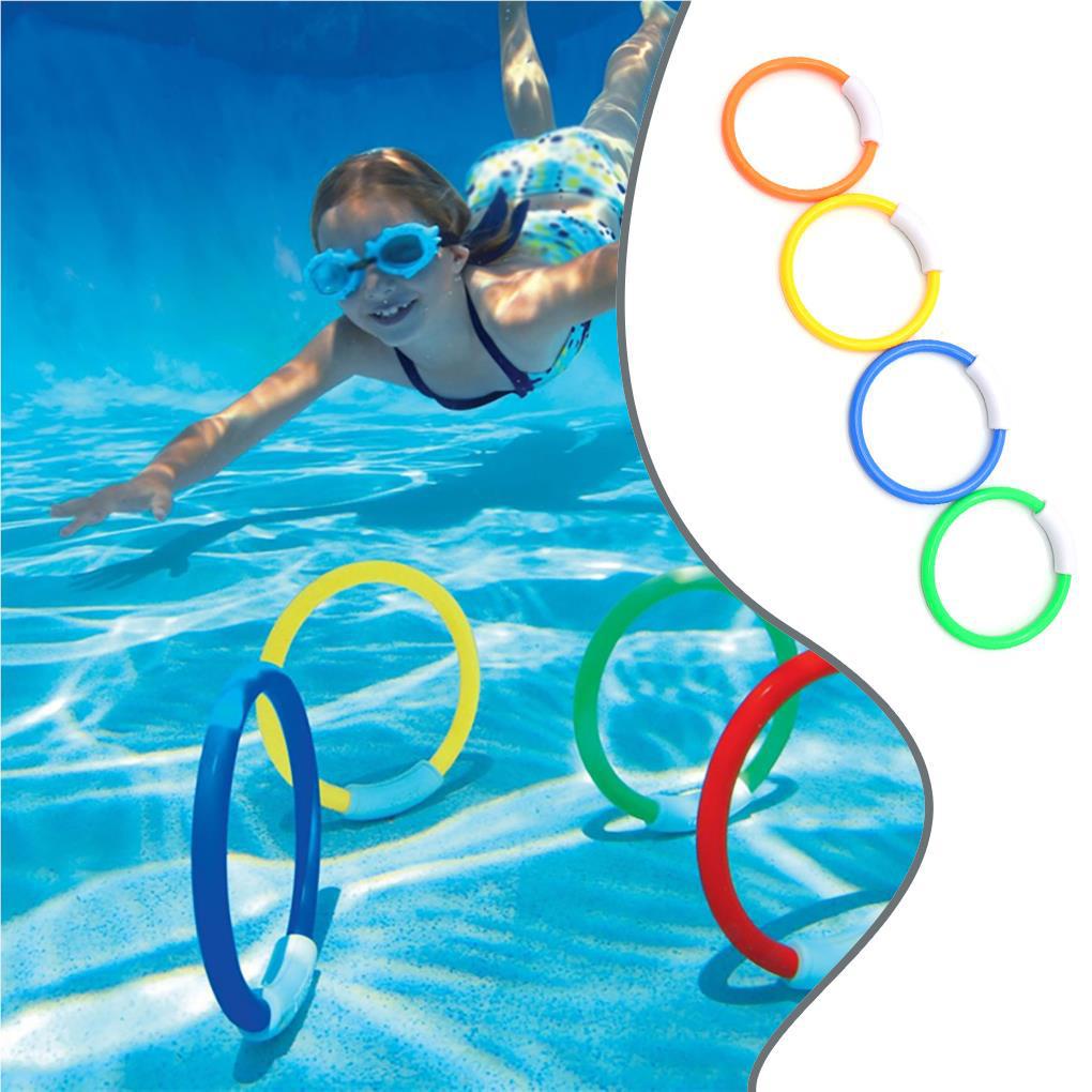 Set 4 Vòng Lặn Nhiều Màu Sắc Dễ Tìm Và Lấy Vòng Nhẫn Dành Cho Trẻ Em