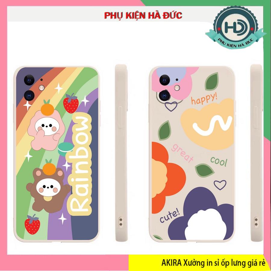 ốp lưng CUTE RAINBOW - COOL vuông cạnh bảo vệ camera dành cho máy iphone