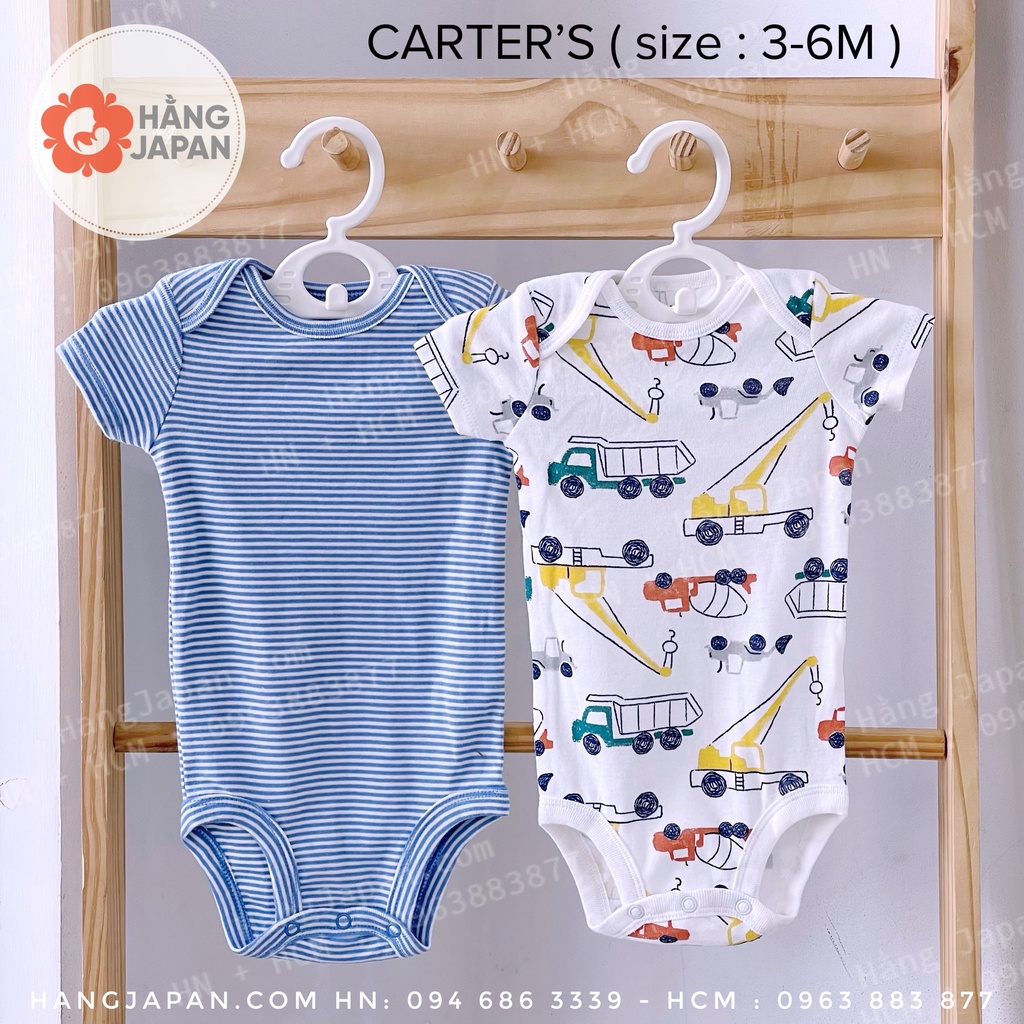 Set 2 Bodysuit Carter VNXK cộc tay bé trai size 0-3-6-9-12M mẫu ngẫu nhiên