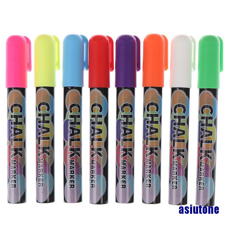 (asiutone)Colorful Dual Nib Liquid Chalk Highlighter Fluorescent Neon Marker Pen Pencil