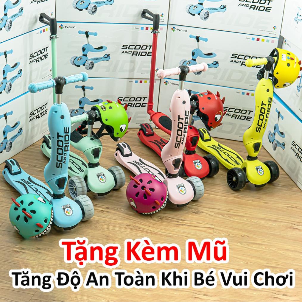 Scooter And Ride Novo X9, Có Tay Đẩy, Bánh Xe To Phát Sáng, Chịu Tải 50kg - Xe Scooter - Xe Chòi Chân Cho Bé Từ 1-8 Tuổi