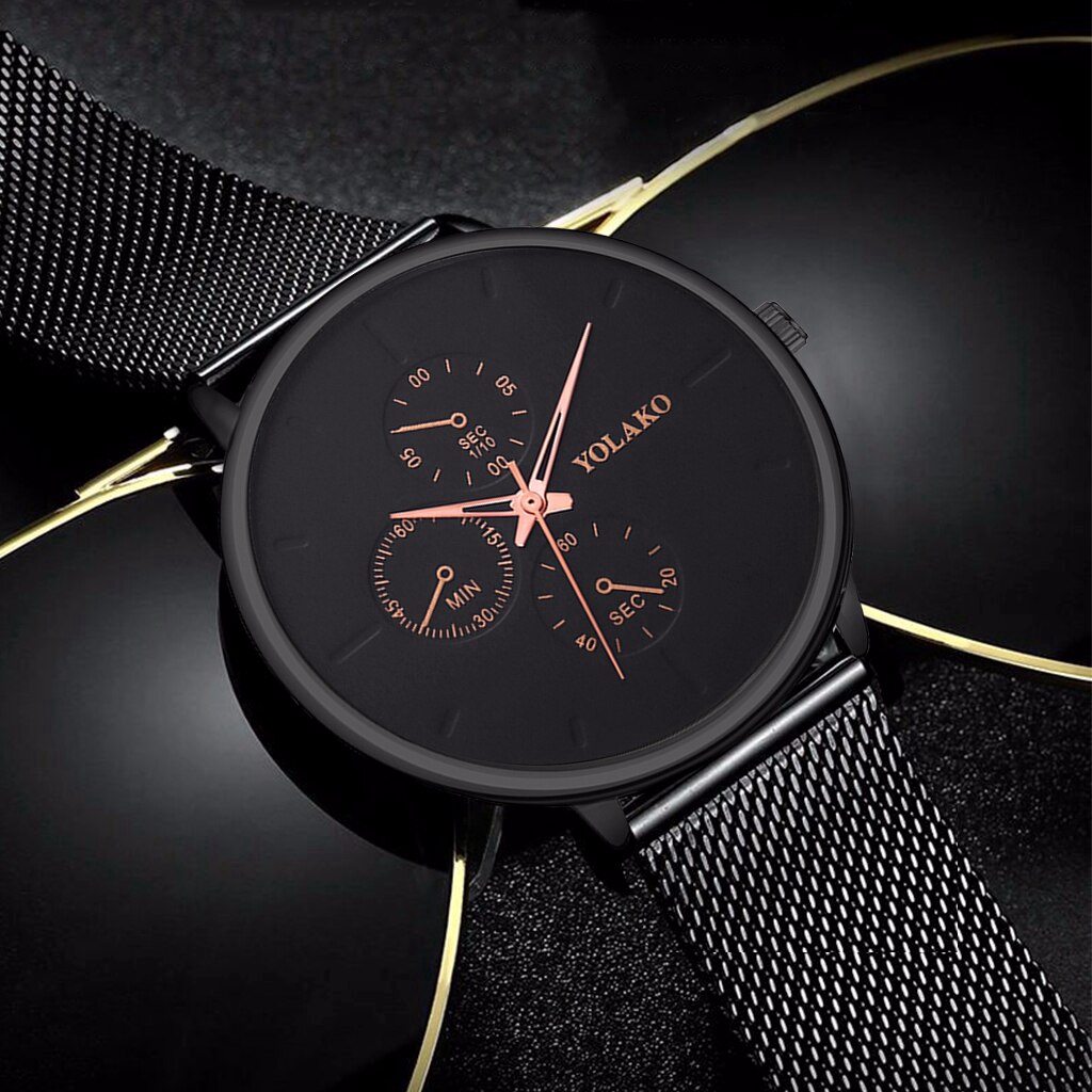 Men Waterproof Stainless Steel Mesh Belt Wristwatch Casual Sports Quartz Watch