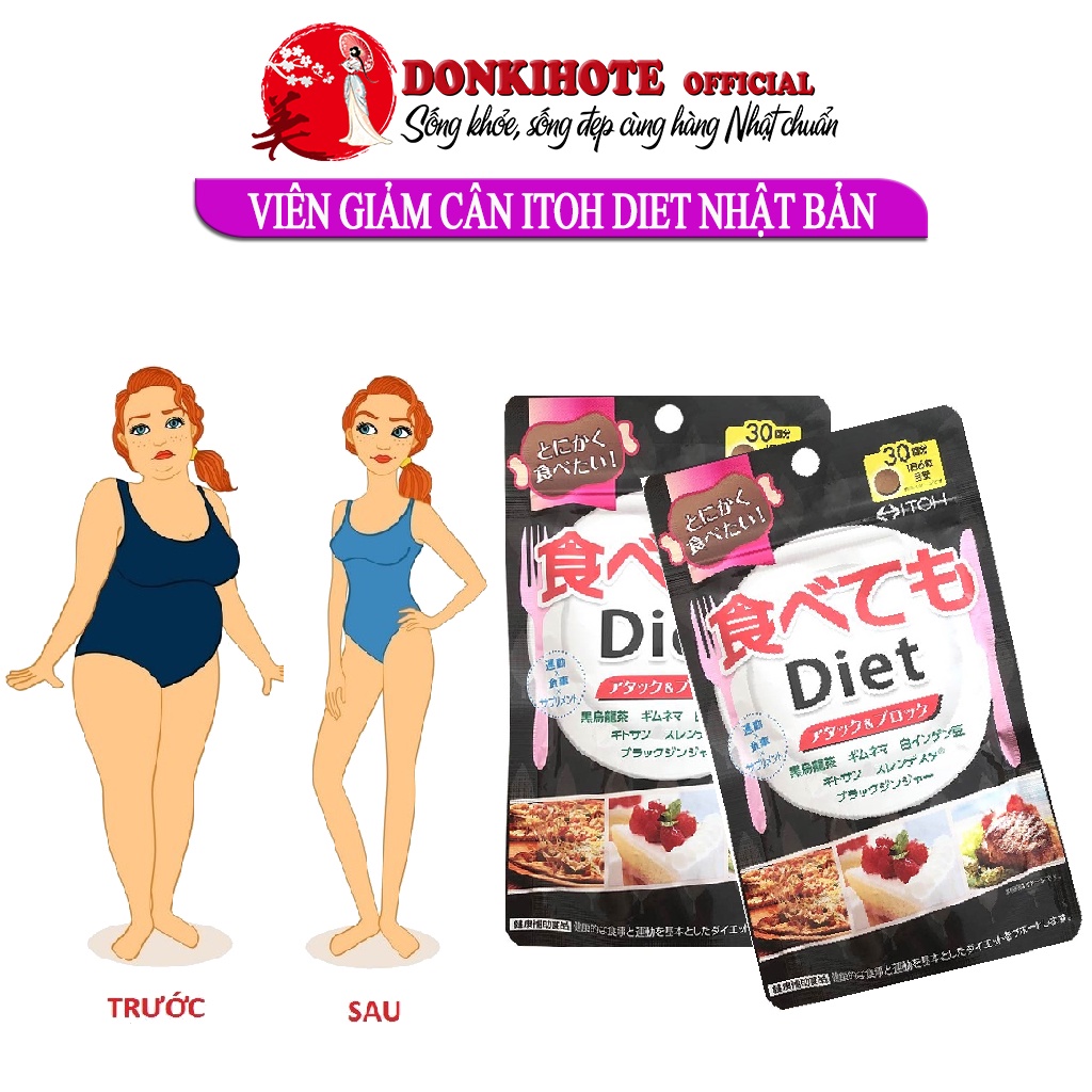 Viên giảm mỡ bụng, viên giảm cân nhật Itoh Diet Nhật Bản túi 180 viên