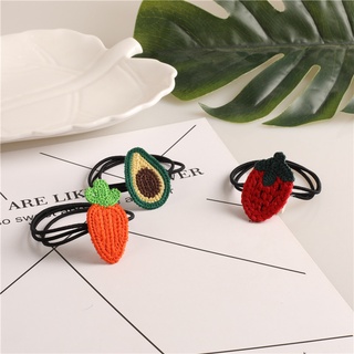3 Thun Buộc Tóc Cột Tóc Len Hoa Củ Quả