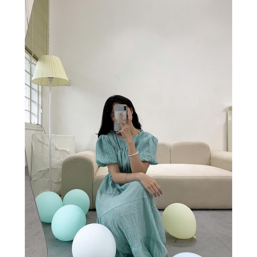 Váy đũi xốp cổ tròn xếp tầng cộc tay V683 SUSTORE