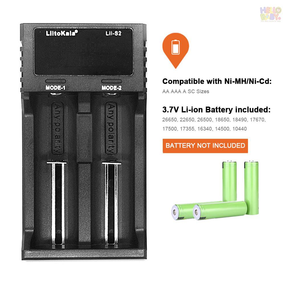 Bộ Sạc Pin Liitokala Lii-S2 2 Ngăn Cho 18650 26650 21700 18350 Aa Lithium Nimh