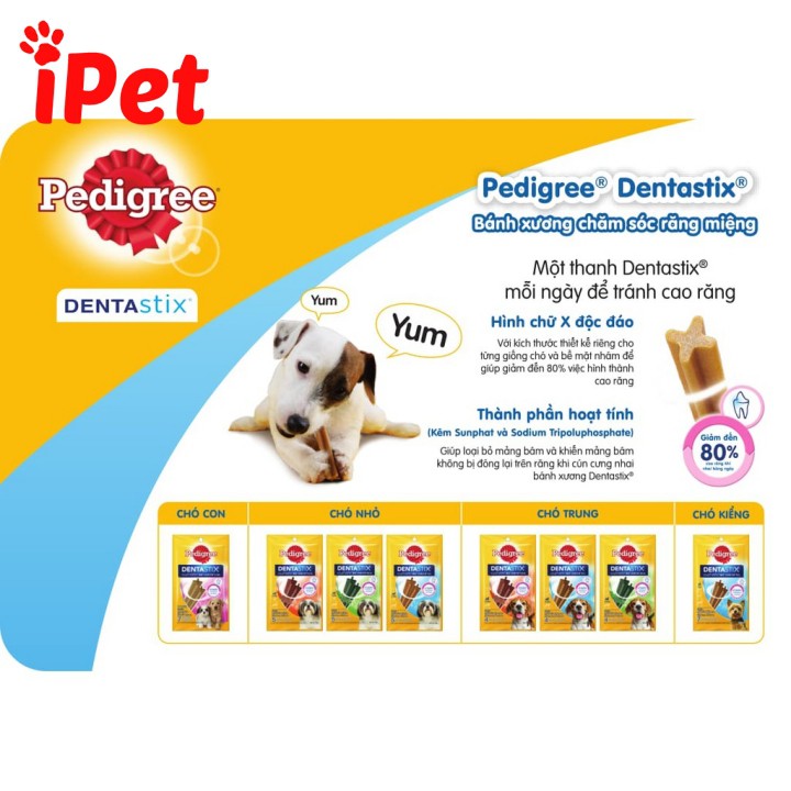 [Mã PETWOW giảm 8% đơn 250K] Bánh Xương Nhai Gặm Thưởng Cho Chó Pedigree Dentastix - iPet Shop