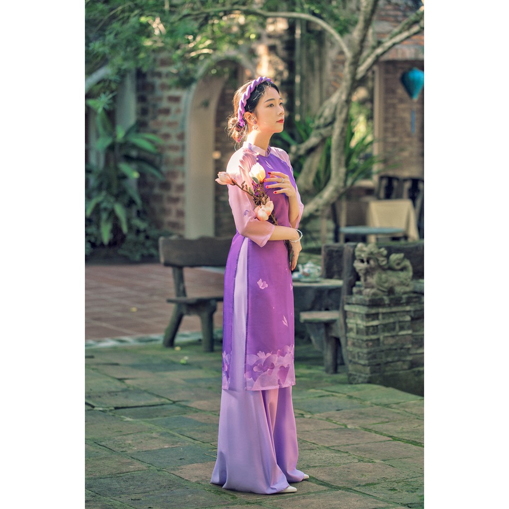 Sumire Store Áo dài Dáng xưa Diên Phúc Tím Huế