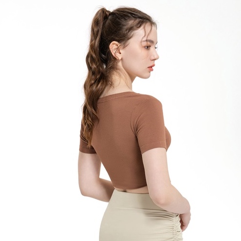 Áo kiểu HOPPE FUMENG cotton tay ngắn cổ chữ V thời trang trẻ trung dành cho nữ