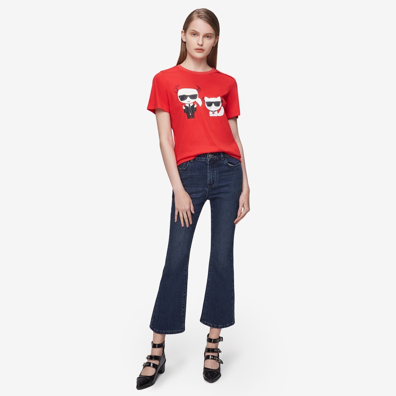 Áo Thun Cotton Tay Ngắn In Họa Tiết Karl Lagerfeld Thoải Mái Cho Nam Và Nữ