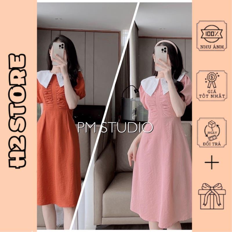 Váy phối cổ trắng rúm ngực xoè cực xinh