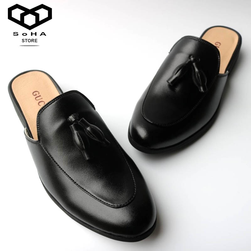 Sục Nam da trơn trang trí họa tiết đơn giản, lịch sự dễ dàng phối đồ