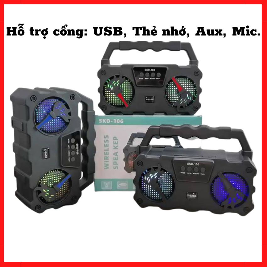 LOA BLUETOOTH SKD 106 TẶNG KÈM MIC âm thanh sóng động