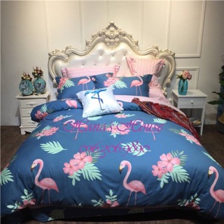 Set chăn ga gối Cotton Demi hình hồng hạc
