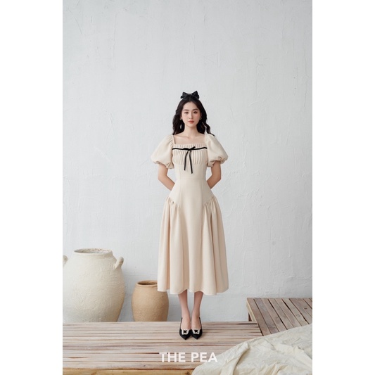 HANA DRESS by Thepeavn - Đầm dáng dài xếp ngực tay bồng tiểu thư