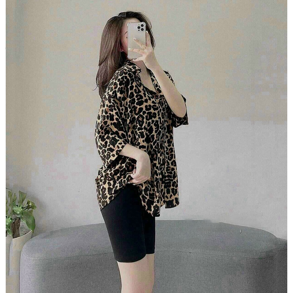 Sét Bộ Ngố Họa Tiết Beo Quần Thun Đen Thời Trang Nữ Sam Closet Free Size 40-55kg