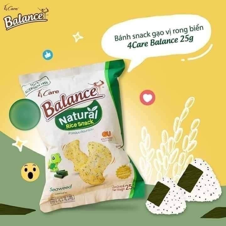 Bánh gạo hữu cơ 4CARE BALANCE 25g không bột ngọt ,không chất bảo quản ,không phẩm màu và chất điều vị 100% Organic