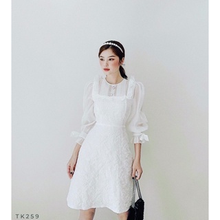 Đầm Trắng Tay Dài, Đầm Xòe Đi Tiệc, Đầm Nữ Dạo Phố