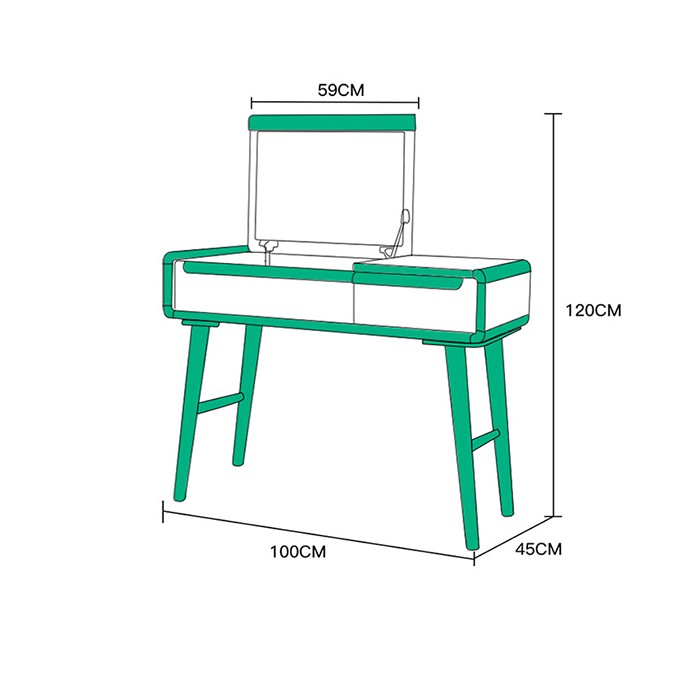 Bàn trang điểm đèn led gương lật kết hợp bàn làm việc Homexinh sang trọng hiện đại