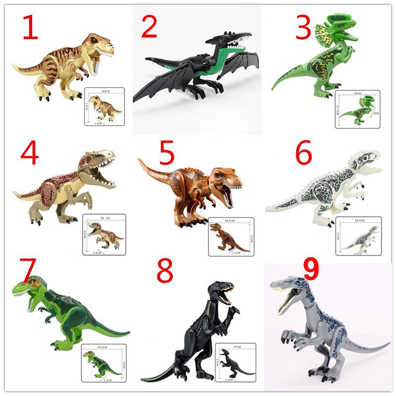 Big Size 24-28cm Jurassic Park Dinosaur Tyrannosaurus Building Blocks triceratop Dinosaur T-rex Bricks Kids Toys lego mi