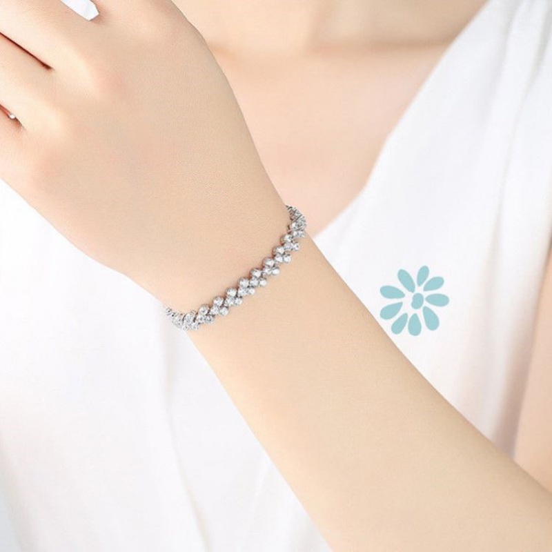 Vòng tay kim loại đính đá thời trang cho nữ