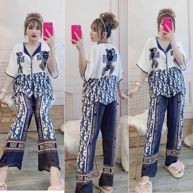 Bộ lụa  latin, satin gấu ( có túi quần)