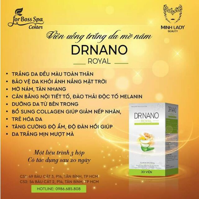 COMBO 3 Viên uống trắng da, mờ nám Drnano Royal- TẶNG KÈM QUÀ HẤP DẪN