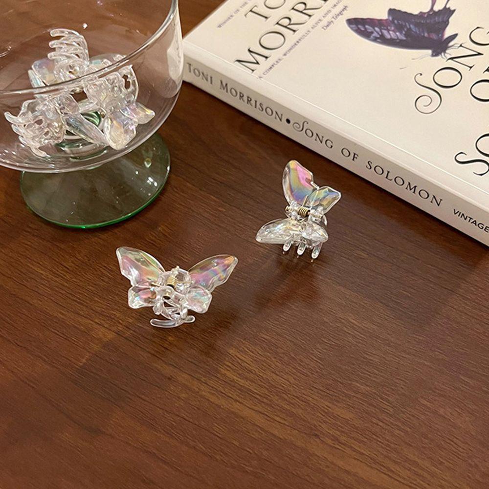NICKOLAS Kẹp Tóc Hình Bướm Màu Laser Trong Suốt Phong Cách Hàn Quốc Xinh Xắn Cho Bé Gái