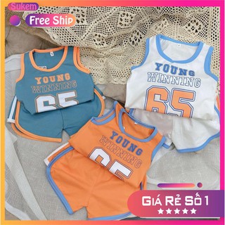 Bộ Ba Lỗ Cotton Bóng Rổ Năng Động Thoải Mái Cho Bé Trai từ 10 - 23kg