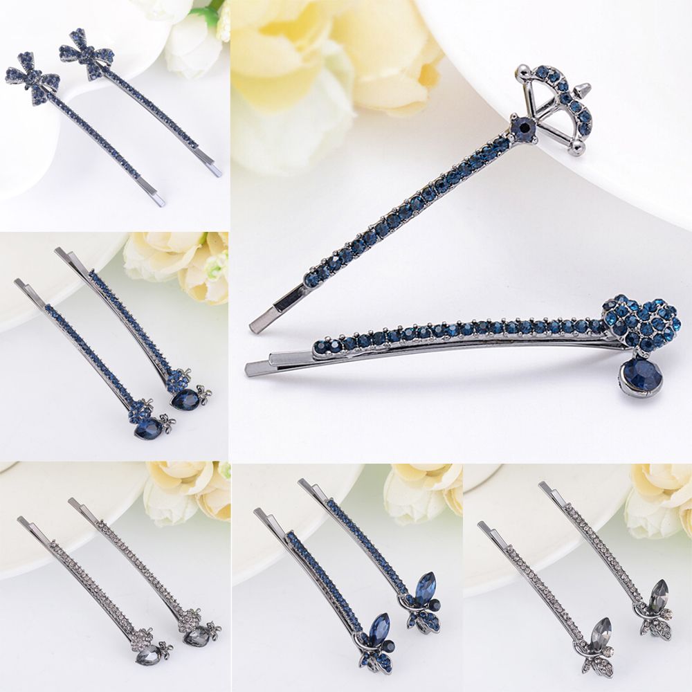 (Hàng Mới Về) 1 Cặp Kẹp Tóc Đính Đá Phong Cách Cổ Điển Cho Nữ