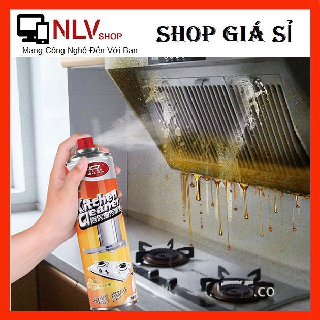 Chai xịt tẩy rửa đa năng Kitchen Cleaner 500ml - Bình xịt tẩy rửa nhà bếp dạng bọt siêu sạch, sáng bóng, tiện ích