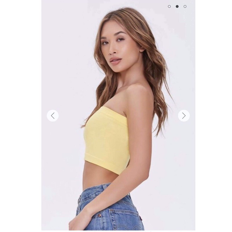 Áo ống vàng vải cotton 4 chiều