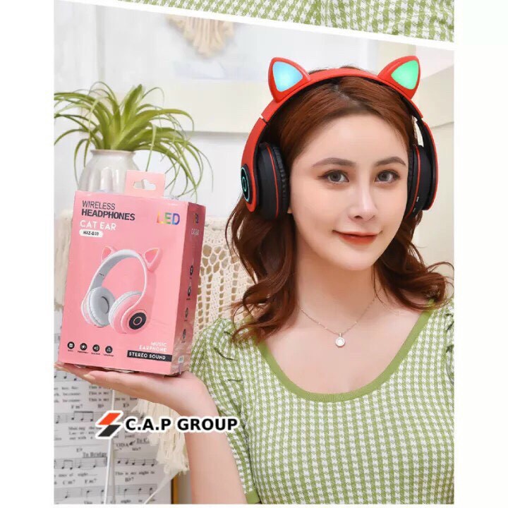 Tai Nghe chụp Tai Kết Nối Bluetooth Tai Mèo Cute