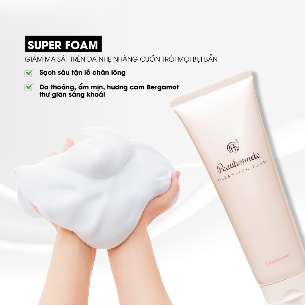 Sữa rửa mặt loại bỏ bụi bẩn, bã nhờn, da chết Peauhonnête Cleansing Foam 120g - Nhật Bản