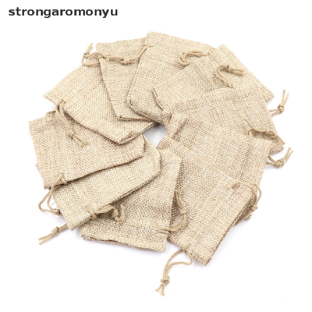 Set 10 túi dây rút bằng vải bố cỡ nhỏ dùng để đựng quà cưới